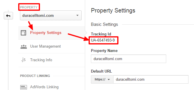 Google Analytics: grab web property ID
