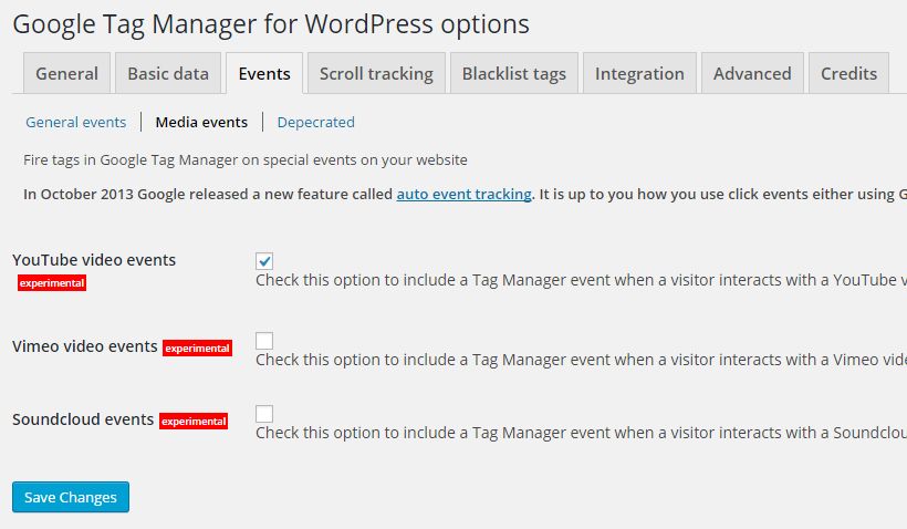 Google Tag Manager for WordPress - Enable media player tracking
