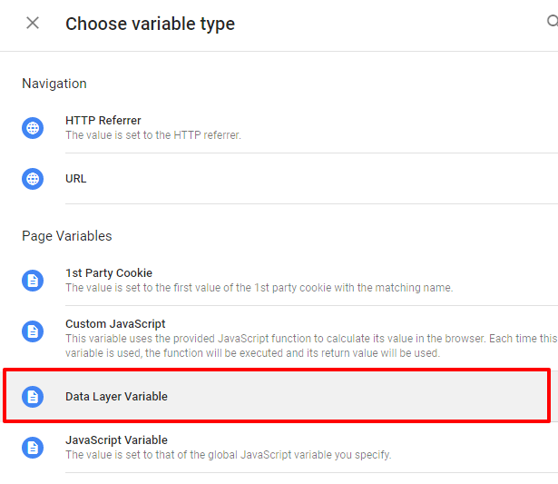 create data layer variables 1