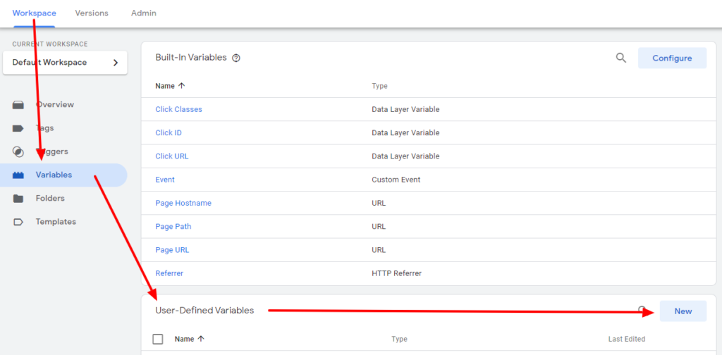 Create a new variable in Google Tag Manager